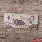 کارت دعوت عروسی تک برگ با طرح ماشین کلاسیک